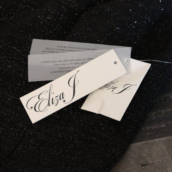 Eliza J Dresses Eliza J Black Glitter Cocktail Dress Beaded Neck 6